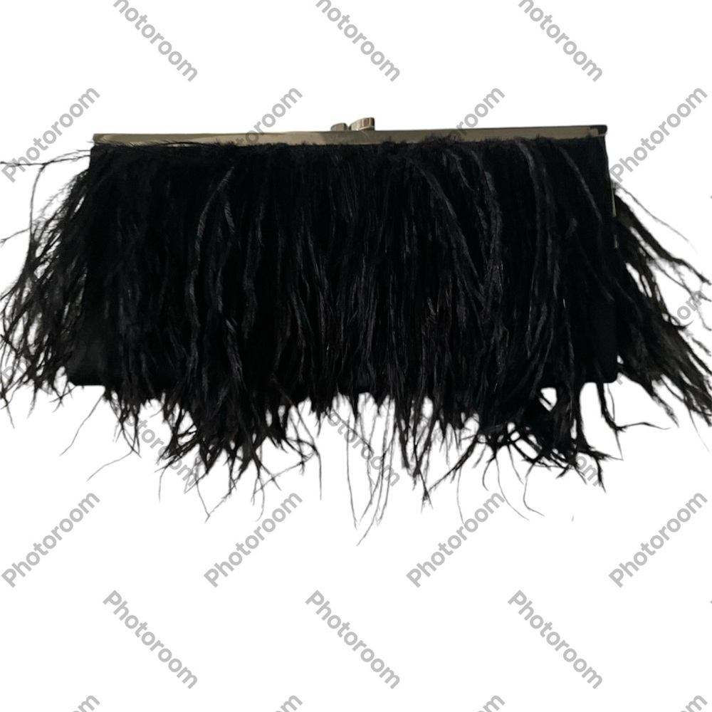 BCBG Maxazria Black Feather Clutch. Fun for Holiday Party’s.